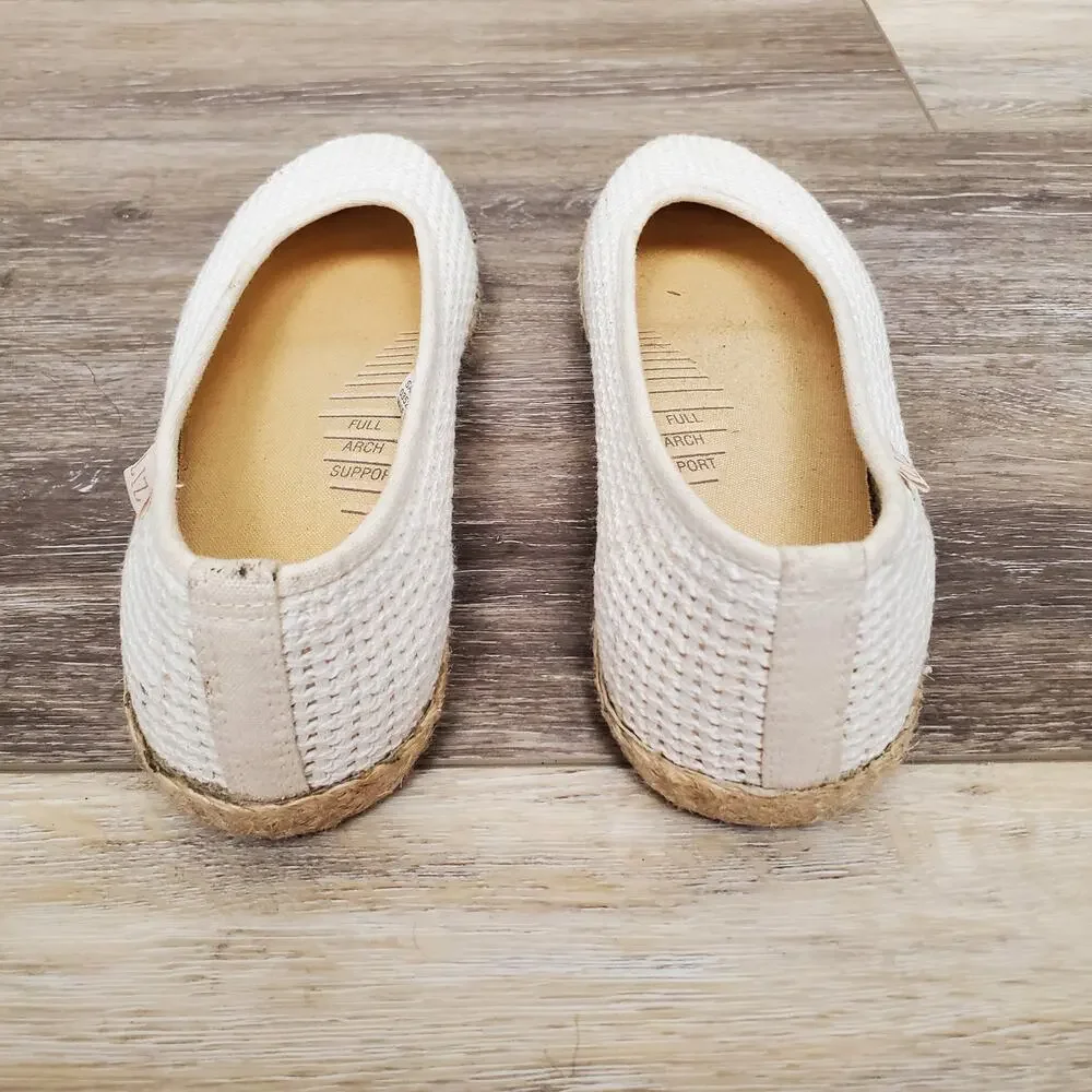 Vintage 90s Y2K Basketweave Espadrille Flats Cream White 8